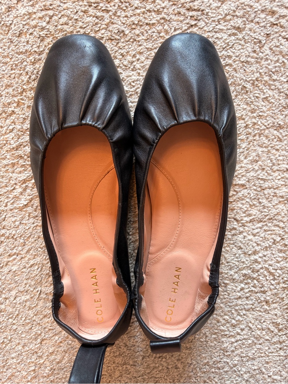 Cole Haan York Black Leather Elastic Back Ballet Flats size 8